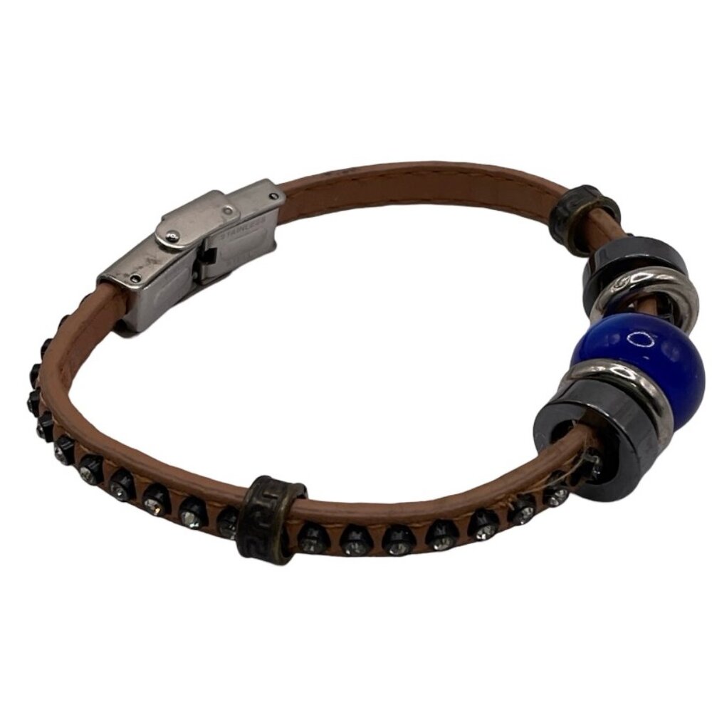 👗5/$25 - Leather Bracelet w/ Rhinestone & Bead Accents